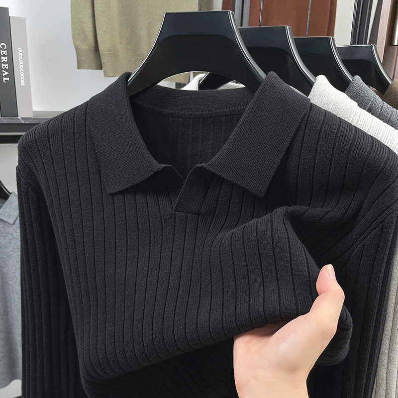 Cotton100% Men's Autumn Winter Long Sleeves Sweater Seagull Neck Keep Warm High Quality T-Shirt Leisure Versatile Men Clothing