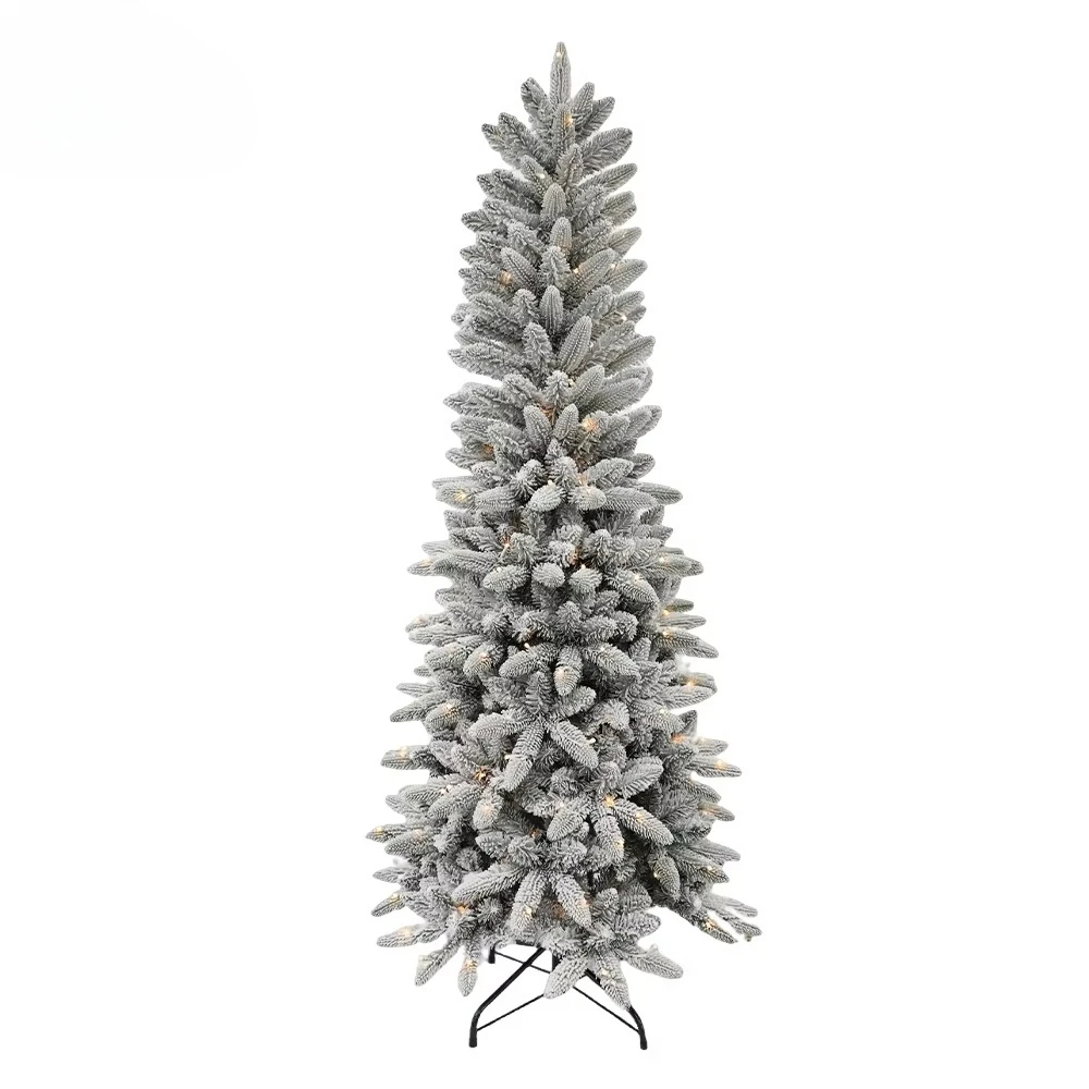 

In Stock Slim Artificial Snow Flocked Christmas Tree Indoor Outdoor for Christmas Holiday Decoration Artificial Tree