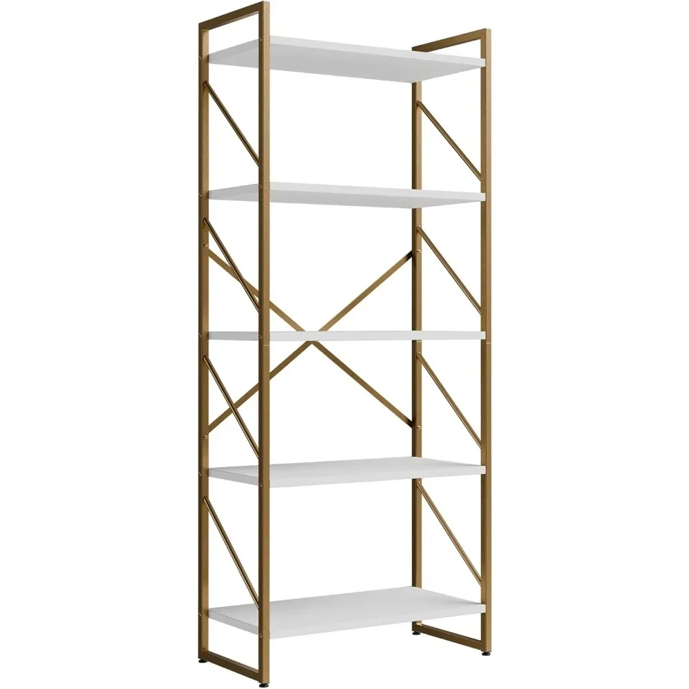 Scaffale per libreria alto a 5 livelli, scaffale per libri industriale, supporto per libri moderno per camera da letto/soggiorno/casa