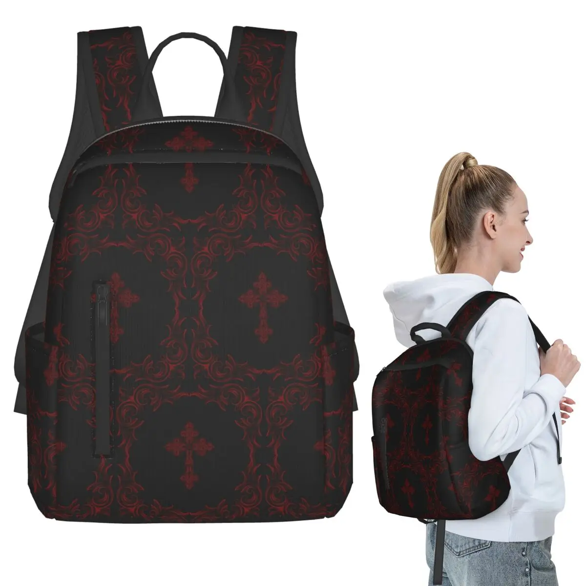 

Gothic Vampire Halloween Haunted Mansion Backpack Student Boys Girls BookBag School Bag Computer Shoulder Bags for Men Women