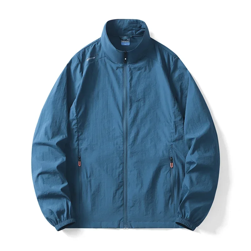 

Summer Men's Sunscreen Clothing Hiking Casual Lightweight Collar Pocket Thin Jacket Ice Silk Fishing Skin Breathable Outerwear
