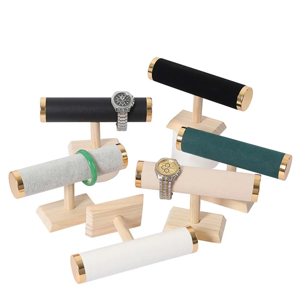 New T Multifunction Fashion Wooden Bracelet Display Rack Watch Bracelet Storage Rack Single Layer Shaped Jewelry Rack Colors
