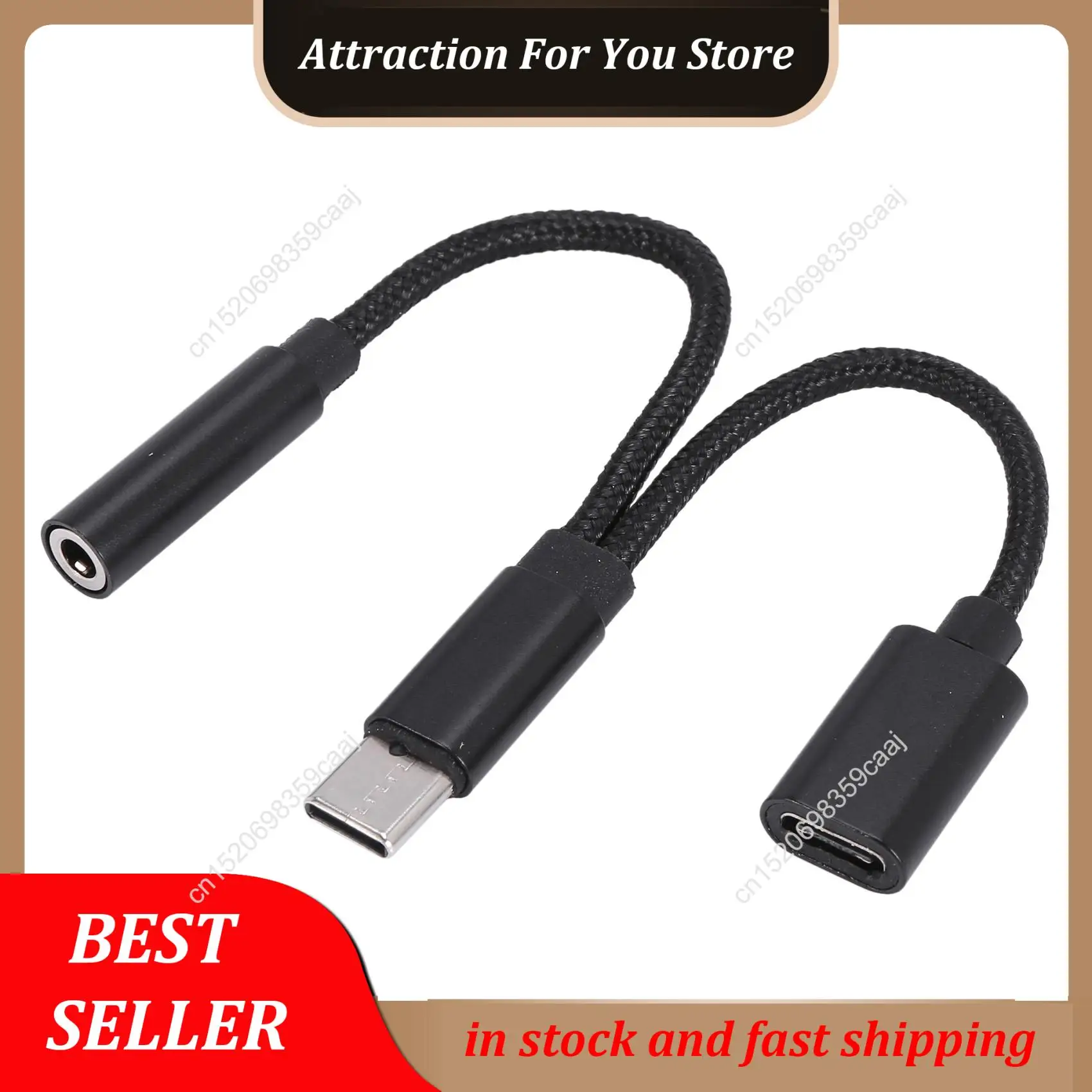 Hot Selling 2 In 1 Type C Headphone Adapter USB C Splitter Jack AUX Audio Charging Converter For Huawei Xiaomi