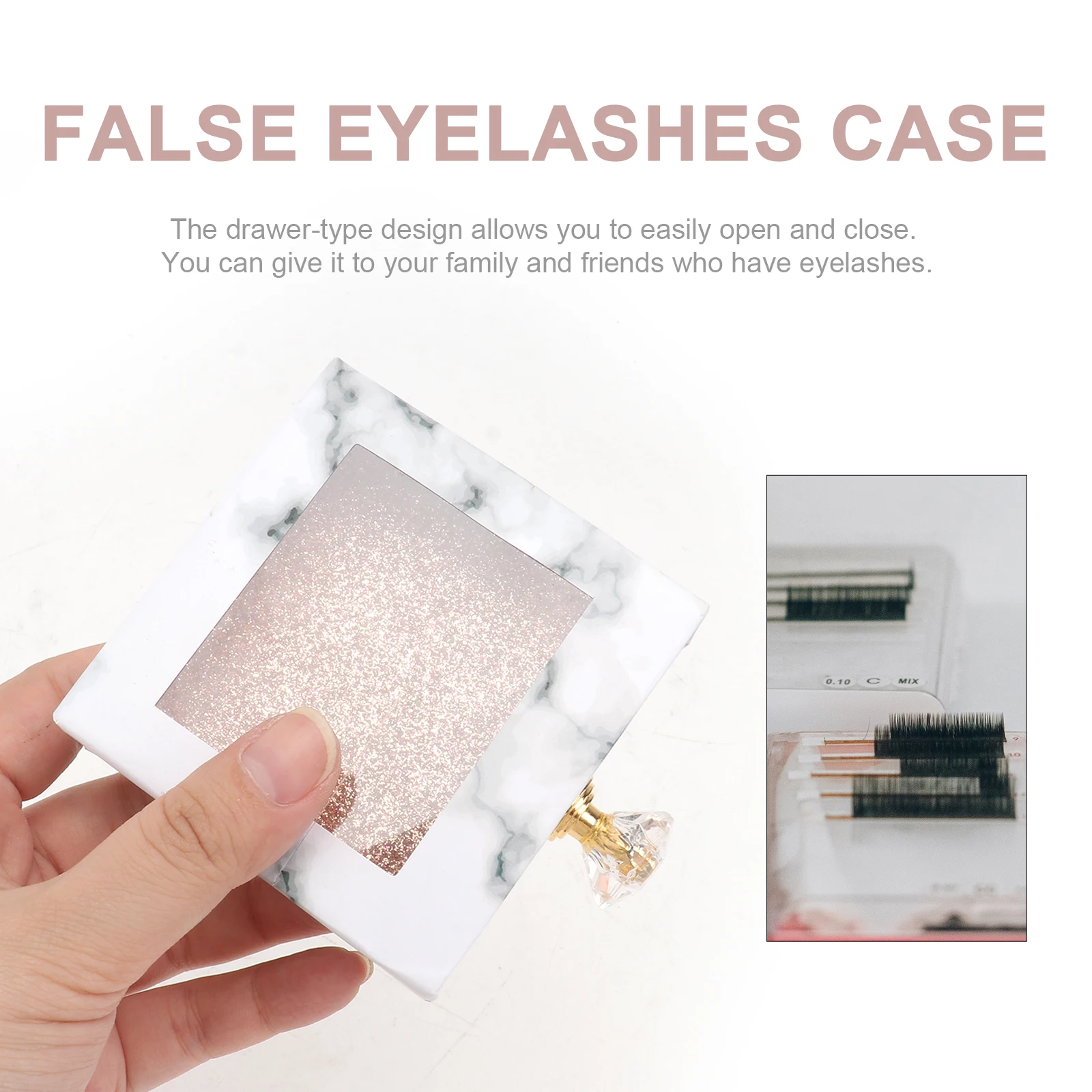 

1Pc Square Eyelash Box Hard Paper Protective Lightweight False Eyelash Case Portable Dustproof Glitter Lash Packaging