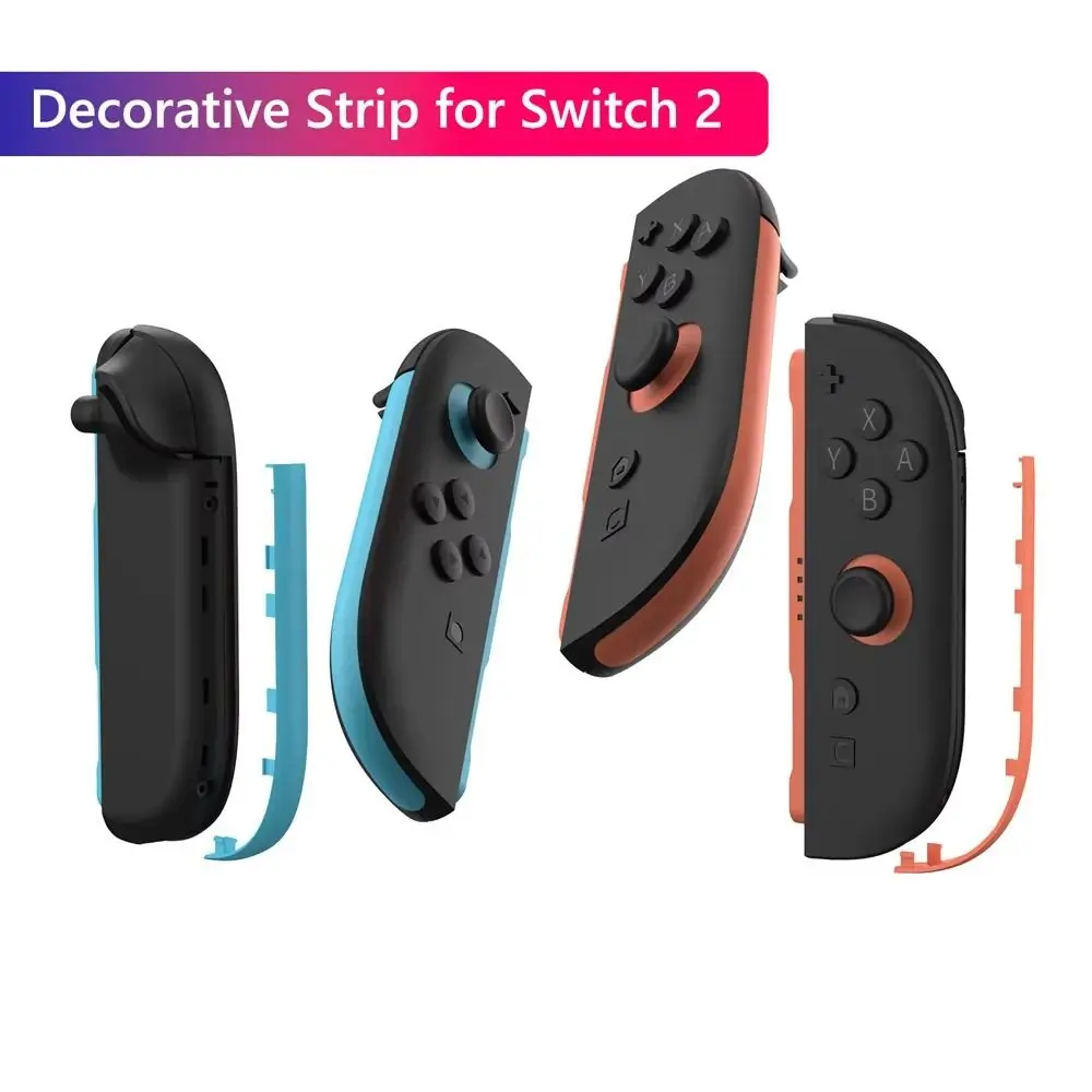 1 paio di striscia decorativa per controller di ricambio blu rosso elegante copertura frontale durevole minimalista per Nintendo Switch 2 Joycon