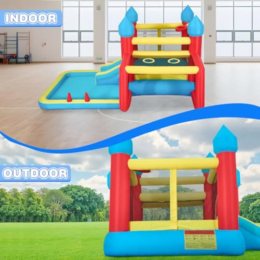 Casa inflable de rebote para 3 6 6 en 1, casa hinchable con tobogán y soplador, pared de escalada, baloncesto y juego de fútbol Infla