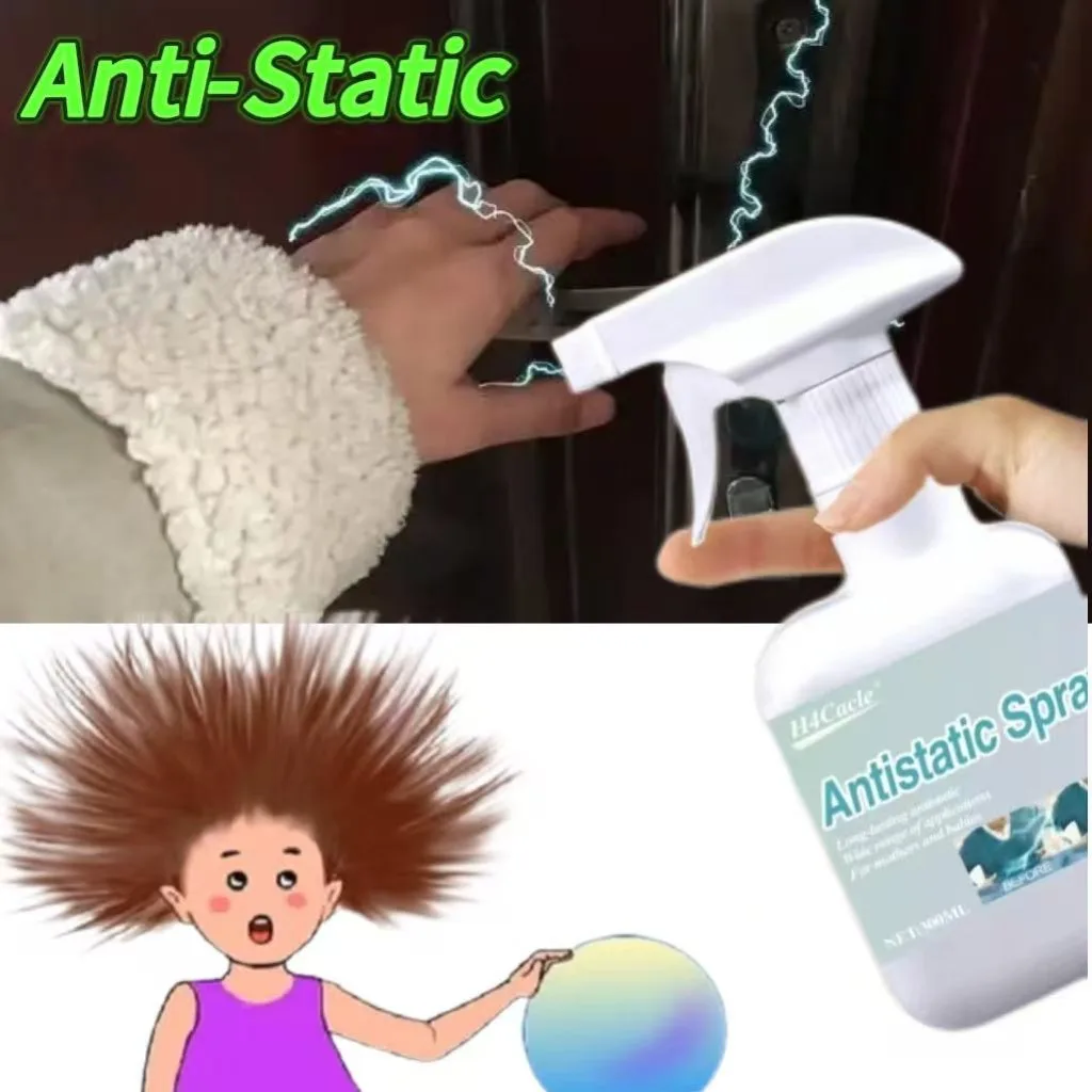 [Spray Antiestático] Eliminador de Electricidad Estática para Ropa, Eliminador de Arrugas para Cabello, Interiores de Automóviles, Cortinas, Sofás, Alfombras, Mascotas, Antiestático
