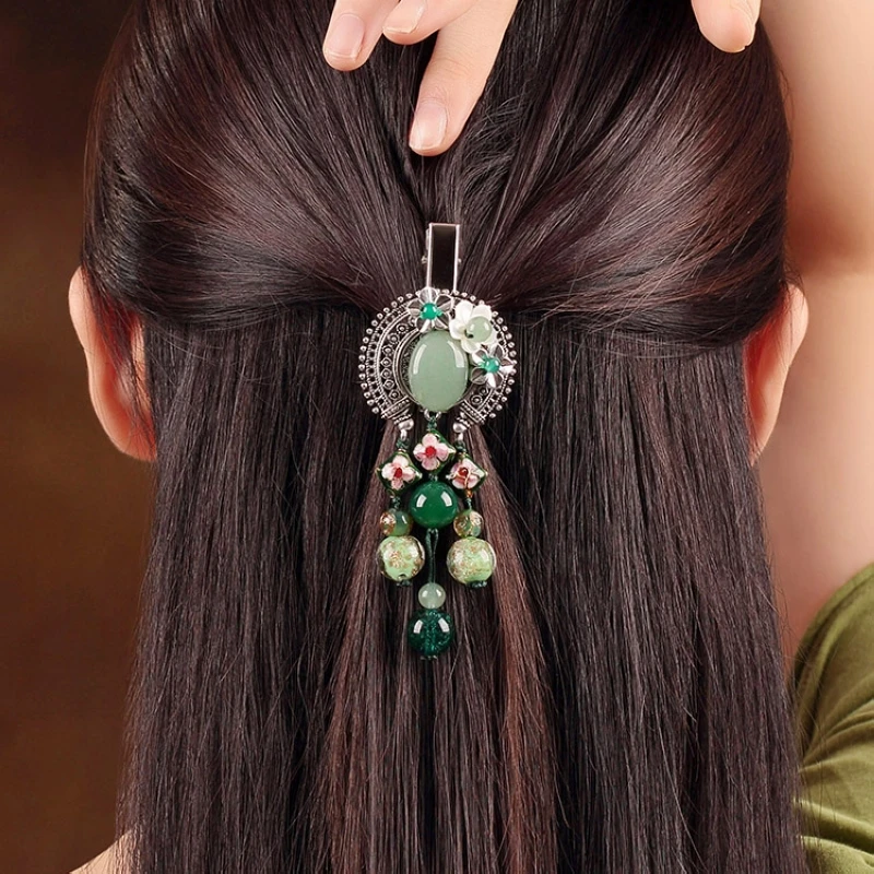 Ancient Style Hairpin Top Bar Dangling Tassel Han Clothing Back Head Accessory Clip Chinese Style Hairpin Women Decoration