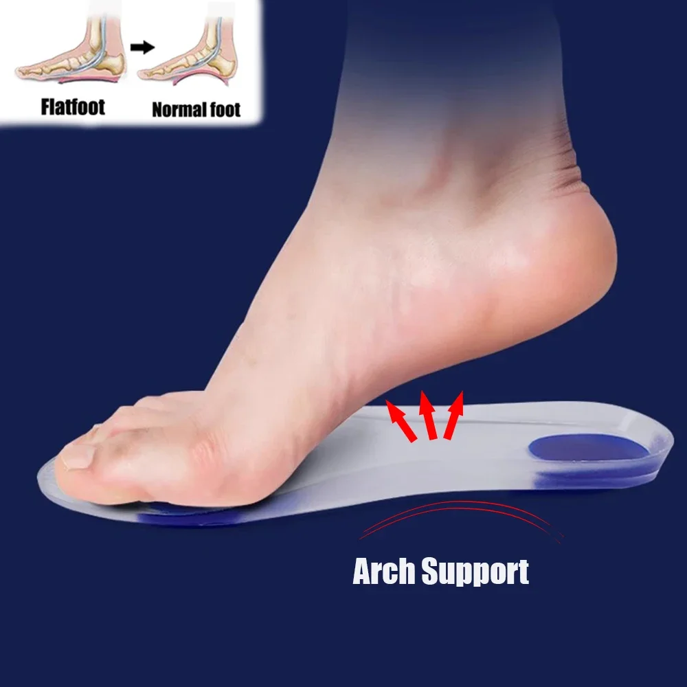 Silicon Orthopedic Insoles for Shoes Plantar Fasciitis Pain Relief Flat Feet Arch Support Gel Insoles Height Increase Templates