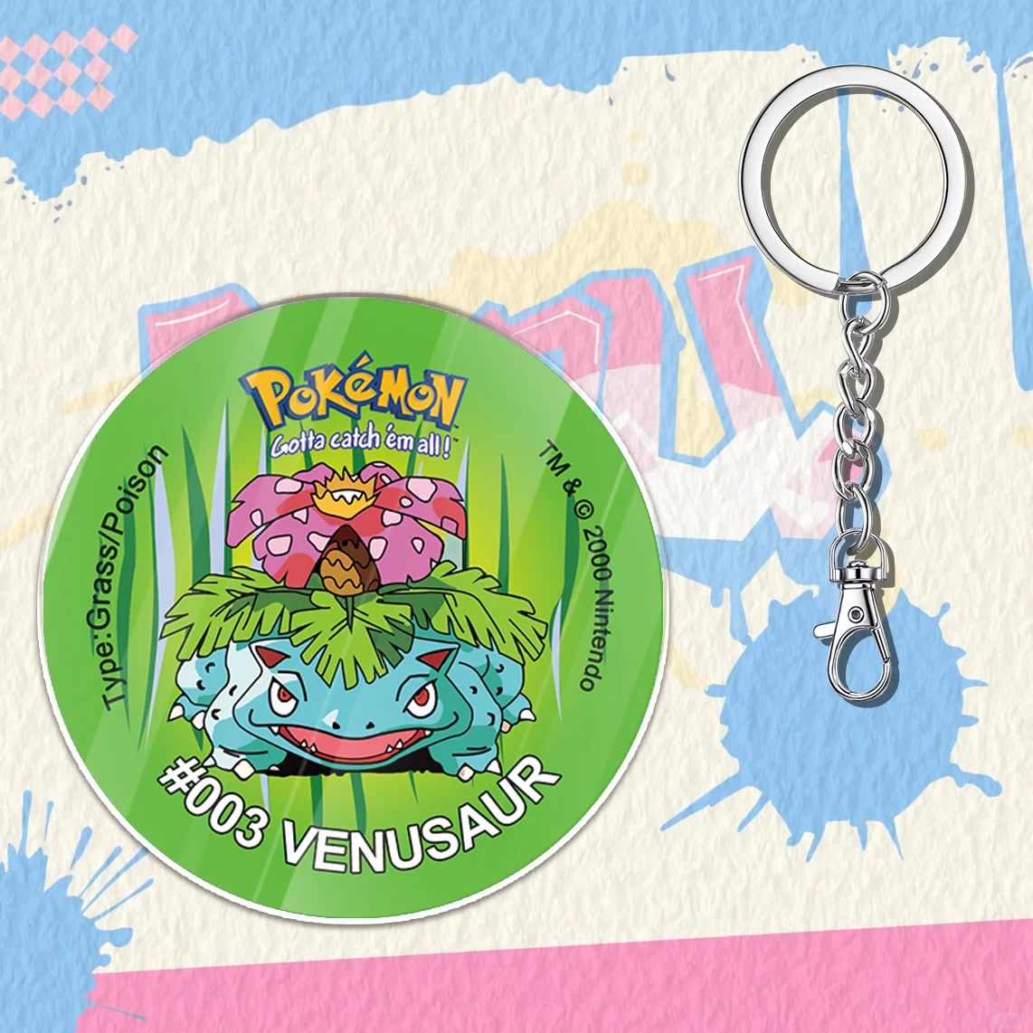 LLavero acrílico de Pokémon Tazos, figura de Elfin, Pikachu, Charizard, Bulbasaur, Psyduck, Squirtle Gengar, colgante bonito Kawaii, regalos para niños