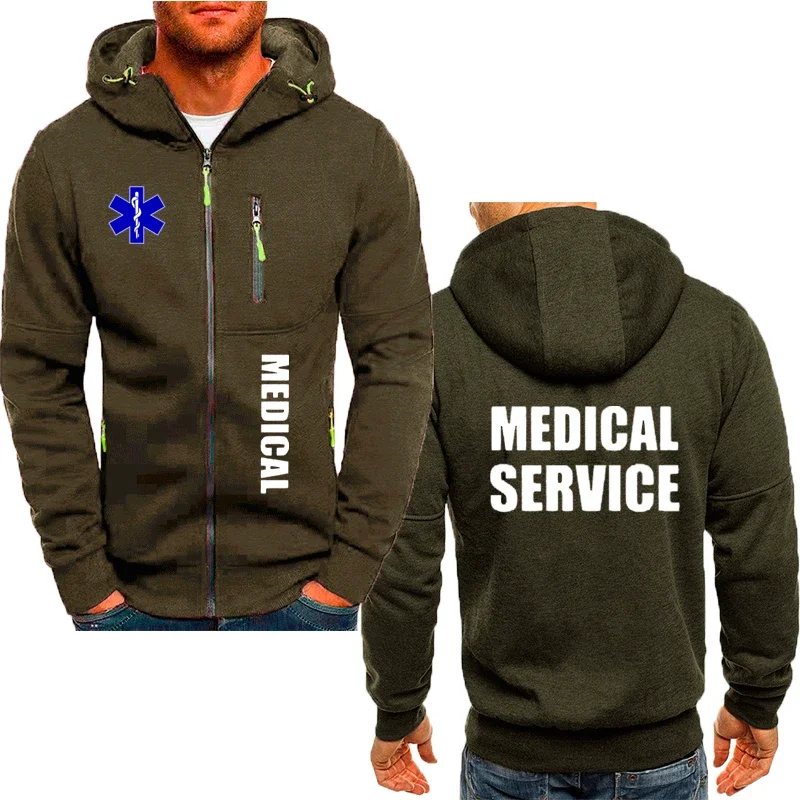 EMT ambulance Printing Hoodies Mens Personality Fashion Hoody Hip Hop Fleece Streetwear Pullover Harajuku Hooded jacket