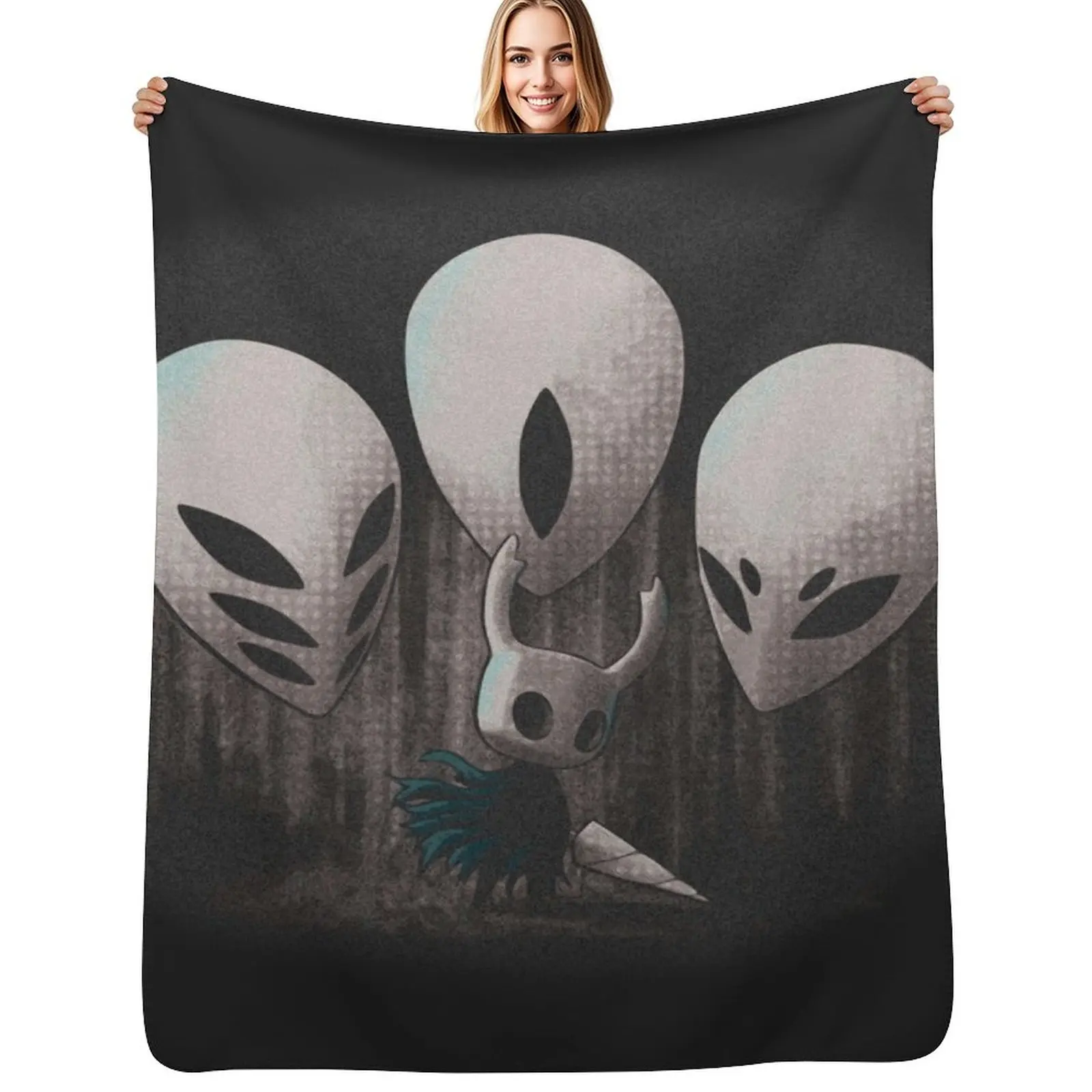 The Knight from Hollow Knight Ready to Fight Throw Blanket Decorative Soft Throw Blanket for Couch Sofa