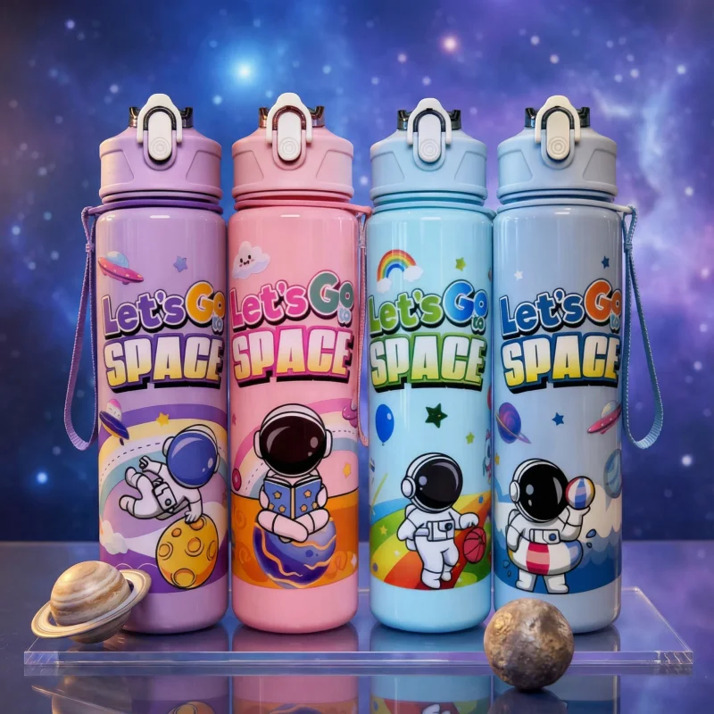 Tasse spatiale d'astronaute décontractée de 750ML, en plastique avec loquet, tasse d'eau de haute qualité pour étudiants, Sports de plein air, Portable, sans BPA