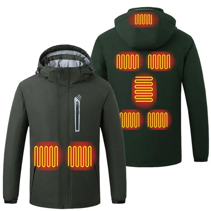 Men Winter 2025 New 8 AreasHeated JacketUSB Heating Jacket Men Waterproof Warm Moto Cycling Chaqueta Hooded Assault Jacket
