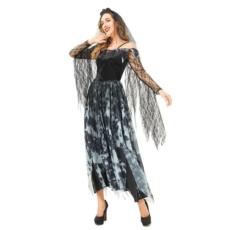 ชุดคอสตูมเซ็กซี่สำหรับงานฮาโลวีน ชุดแสดงยุคกลาง สไตล์โกธิคเจ้าสาว ชุดแต่งงาน ผลิตในจีน ฤดูใบไม้ร่วง 2024