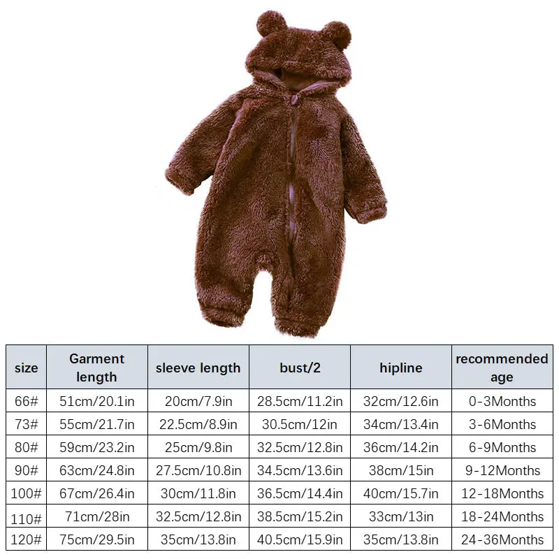 Winter Warm Baby Romper Coral Fleece Cartoon Bear Hooded Boys Girls Newborn Infant Jumpsuit Clothes Soft Pajama Overalls