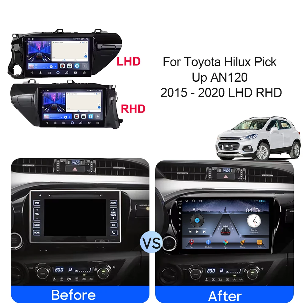 Car Android For Toyota Hilux Pick Up AN120 2015 - 2020 LHD RHD 5G WIFI GPS Navigation Stereo Auto Radio Multimedia No 2din DVD