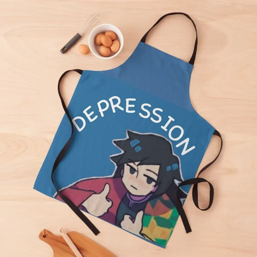 

Fight against depression / blue version Apron restaurant accessories kitchen utensil Apron