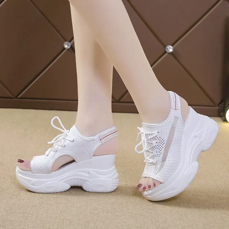 Summer Women Sneakers 2022 New Sports Sandals Fashion Mesh Casual Shoes Women\'s Thick-Soled Soft-Soled Platform Sandals