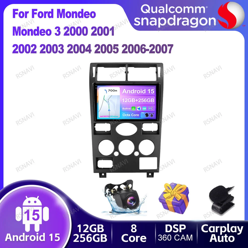 Car Radio Android 15 For Ford Mondeo Mondeo 3 2000 2001 2002 2003 2004 2005 2006-2007 DVD Head Unit 4G LTE Autoradio QLED Stereo