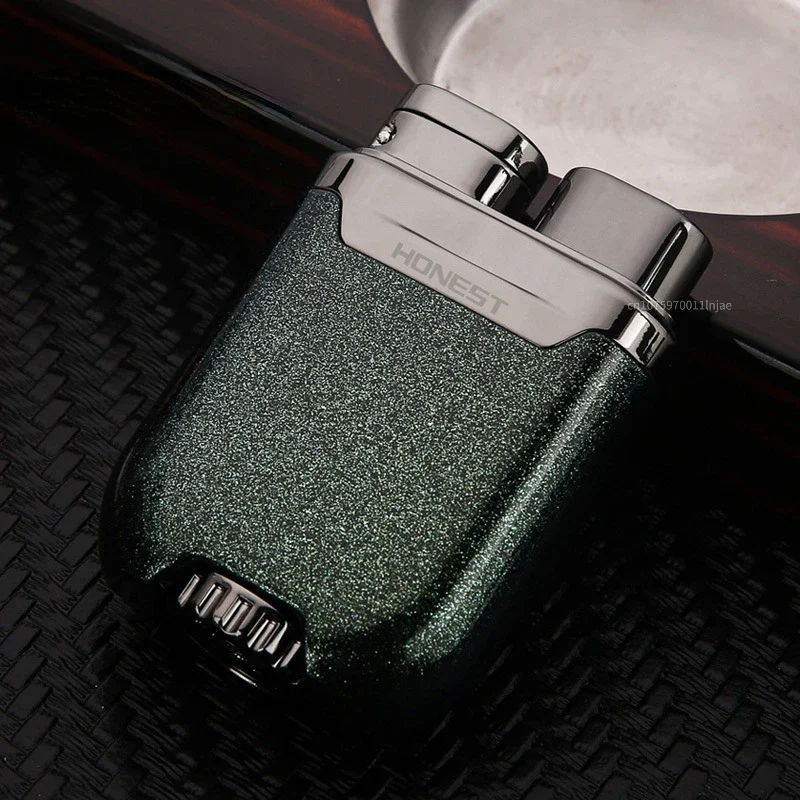 New HONEST Metal Plating Turbine Windproof Butane Lighter Creative Blue Flame Torch Lighter High-end Gift Men\'s Smoking Tools