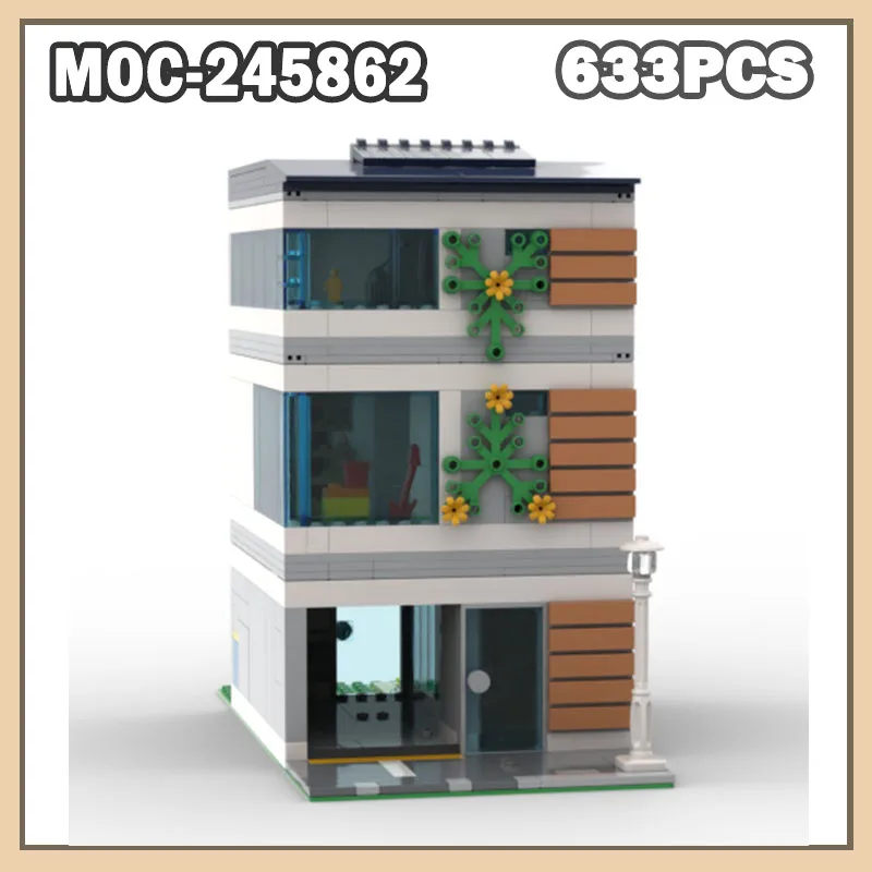 

MOC-245862 Family House Building Blocks Small Particle Assembly Model City Street View Architecture Series Toys 633PCS Bricks