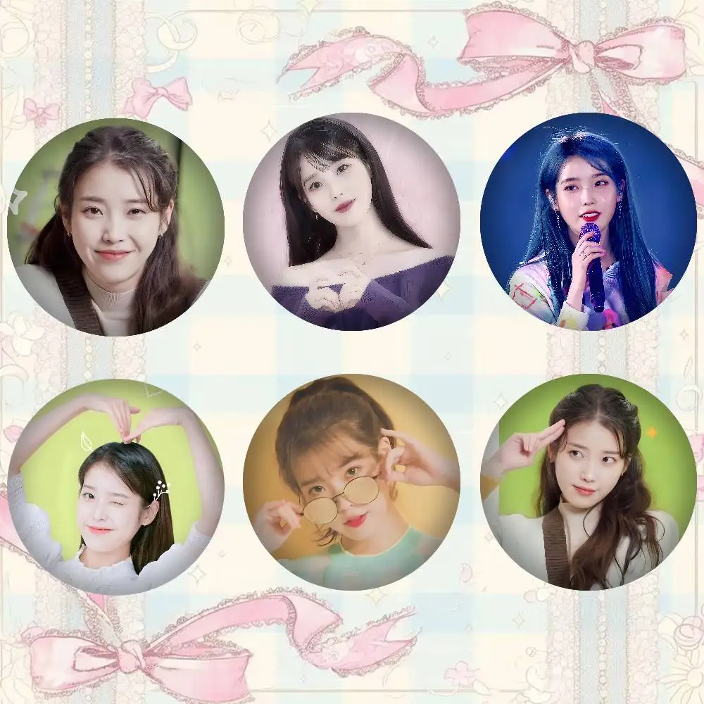 Kpop Korean Singer I-IU Badges Peripheral Lapel Pins Tinplate Round Brooch For Shoulder Bag Accessories Souvenir Gifts