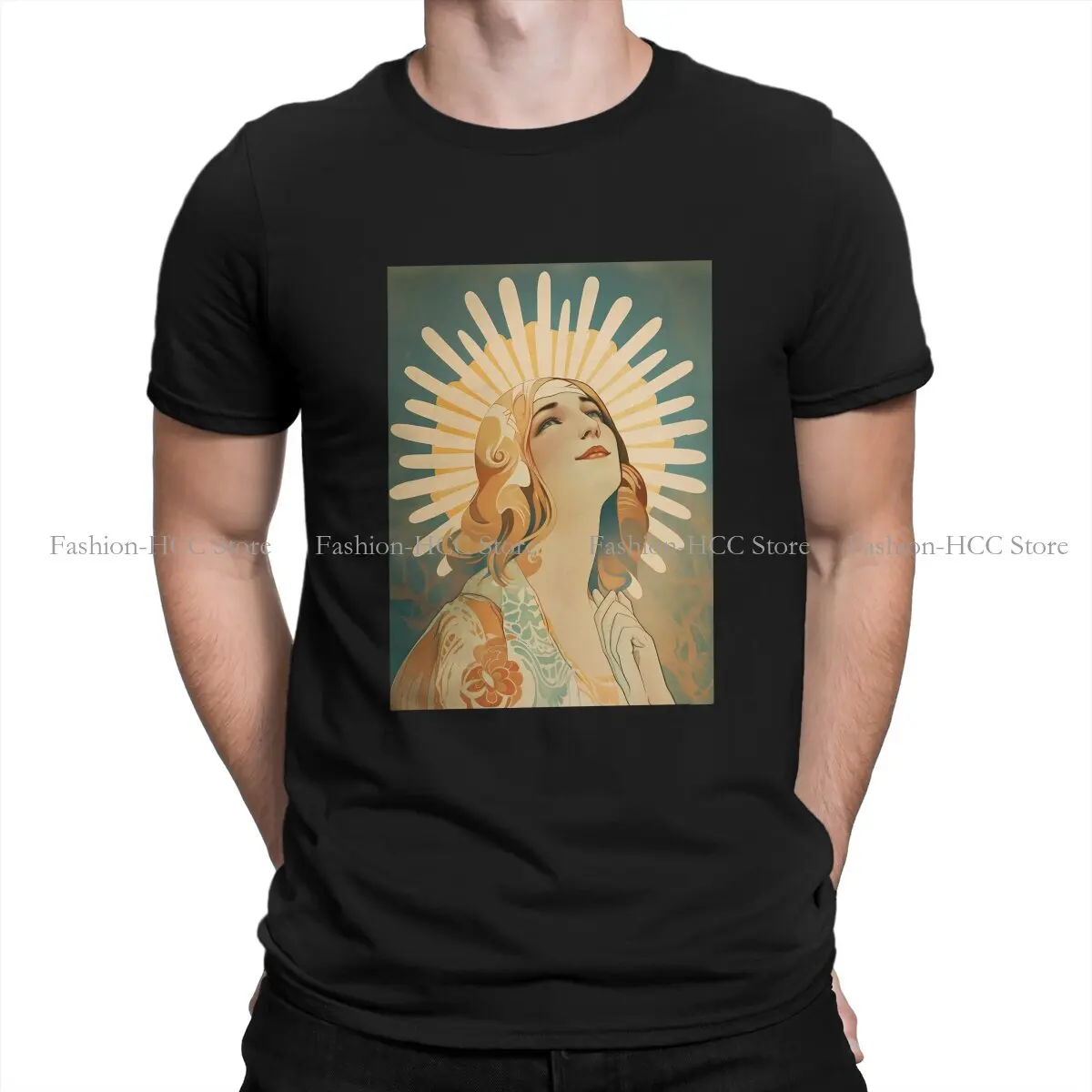 

Beautiful Sacred Woman Casual Polyester TShirt Virgin Mary God Printing Streetwear Comfortable T Shirt Male Tee