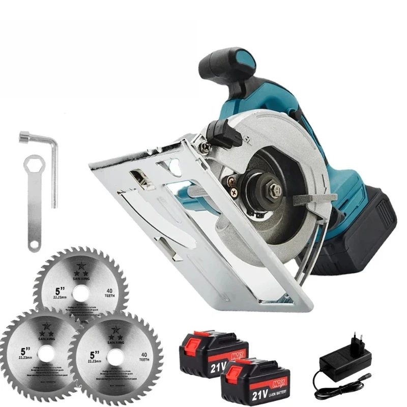 

l Brushless 5-inch 125mm Mini Electric Circular Saw Cordless 0-45° Adjustbale Woodworking Power Garden Tool for Makita 21V Batt