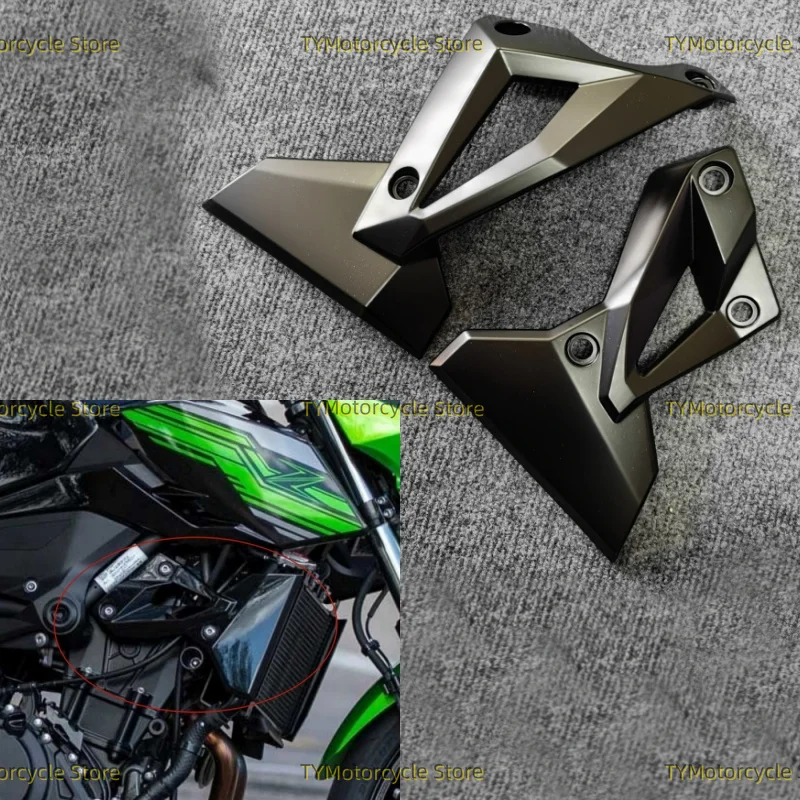 Matte Black PLASTIC Hydro Dipped Side Frame Radiator Guard Fairing Fit for KAWASAKI Z400 2018 2019 2020 2021 2022 2023