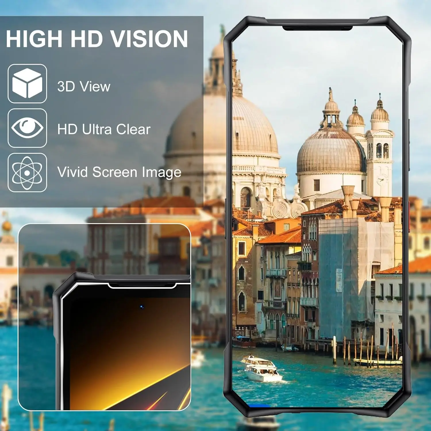 Etui 2w1 ze szkła i miękkiego silikonu TPU z osłoną ekranu ze szkła hartowanego do Doogee S300 Pro/S300 Plus 6,78 cala, odporne na wstrząsy. — zdjęcie produktu 4