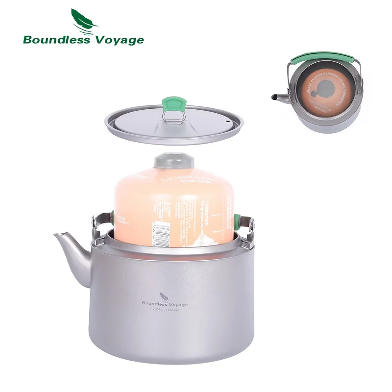 Boundless Voyage 800ml / 1.2L Camping Titanium Kettle Tea Pot with Filter Lightweight Outdoor Home Kitchen Coffee Water Jug