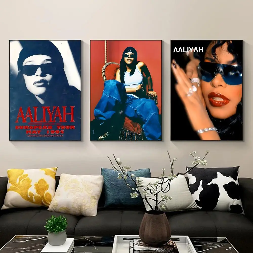 Aaliyah Poster Waterproof PP Self-Adhesive,Removable Wall Decor For Bedroom Entrance Bar Cafe, Ideal Gift