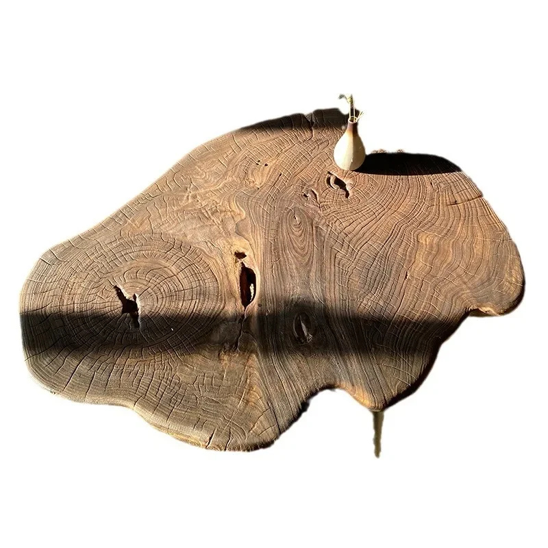 Wabi Stillwind carbonized small coffee table, simple homestay bay window small tea table, living room solid wood edge table,