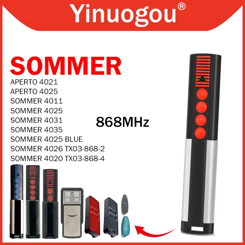 SOMMER 4020 4026 TX03-868-4 Transmisor de mano de control remoto de puerta 868MHz Código rodante