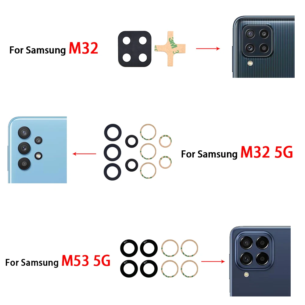 Стекло для объектива задней камеры Samsung M51 M53 5G M40 M32 M31S M30 M21S M21 M20 M12 M10 С клеевой заменой, 20 шт.