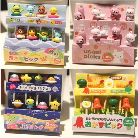 Japan Plast Djur Frukt Gaffel Picks Mini Tecknad Barn Snack Kaka Dessert Pick Tandpetare Bento Luncher Festdekoration 10 best sales plastgaffel - №2