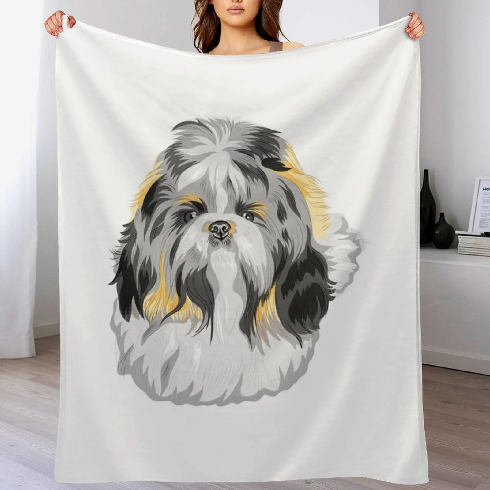 

Shih tzu dog breed sketch cute little beauty long hair Throw Blanket Tourist halloween Extra Large Throw cosplay anime Blankets