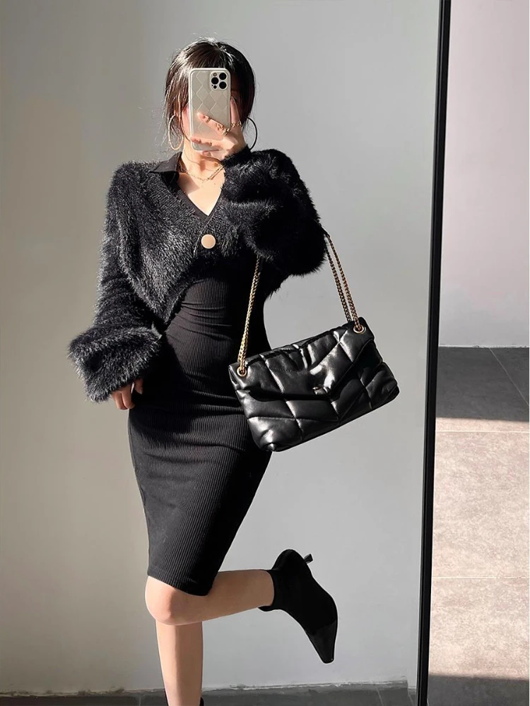 Korean Fashion Knitted Sweaters Women Winter Loose Chic Elegant Sweater Coat Female Long Sleeve Casual Solid Warm Cardigan 2022