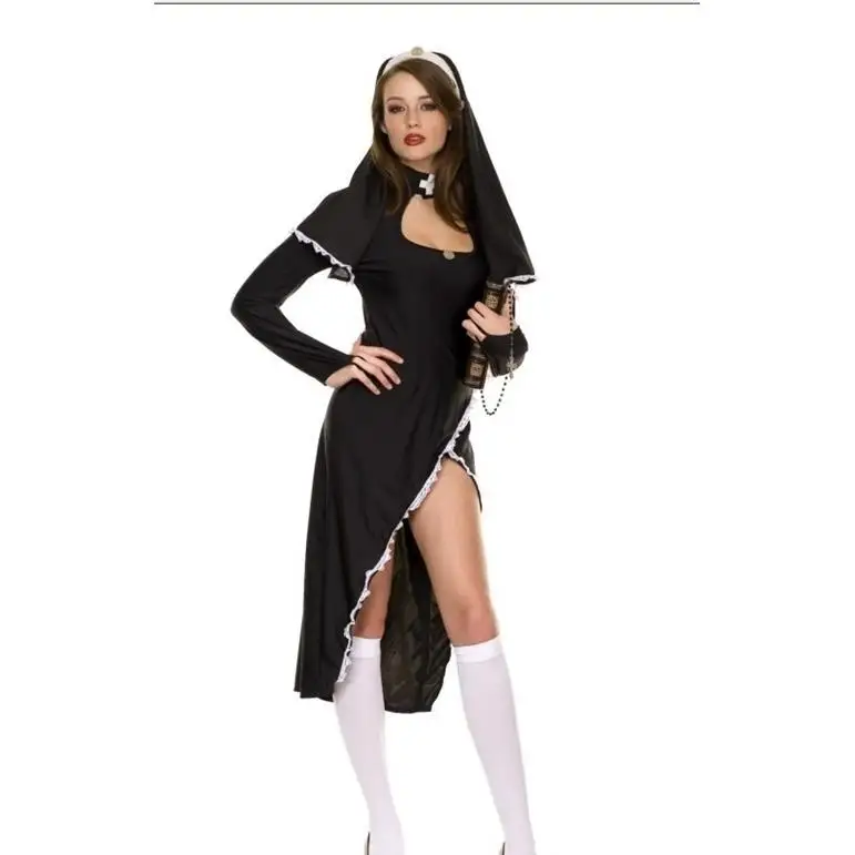 

Halloween Costume Party Outfit Women's Nun's Habit Performance Clothing Masquerade Ball Attire Priestess Cosplay Attire