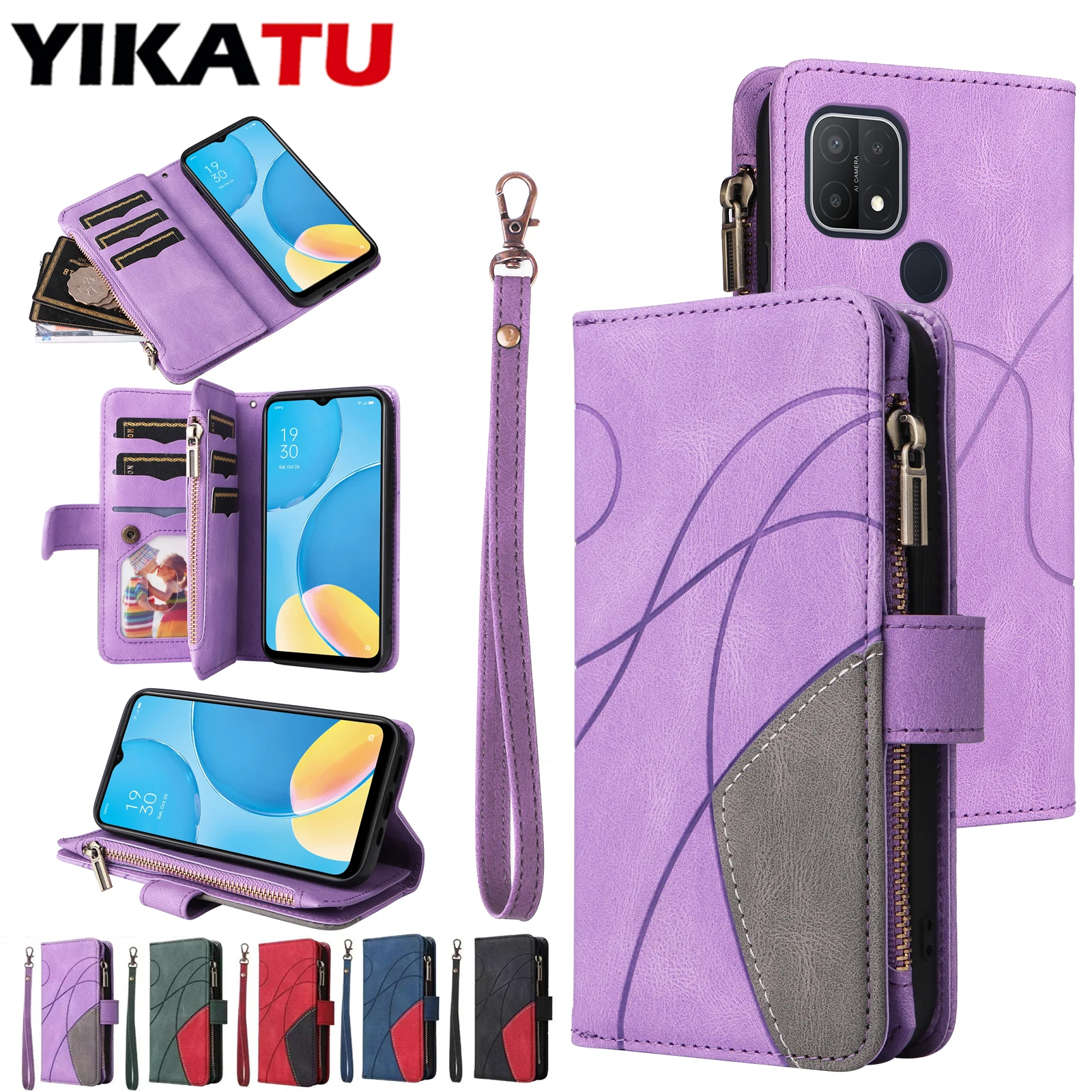 

Multi Card Wallet Case For OPPO K10 K12X F19 F17 Pro Reno12 Pro 5G Reon7 Z RenoZ Reno8 T 4G Reno7 Reno5 F Reno4 Z Find X5 Lite