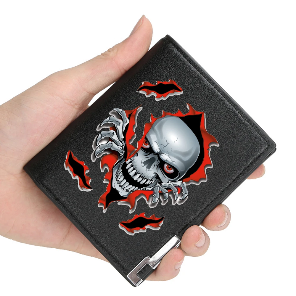 New arrivals Death Escape Skull design Mission Printing Pu Leather Wallet Men Women Billfold Credit Card Holders Short Purses