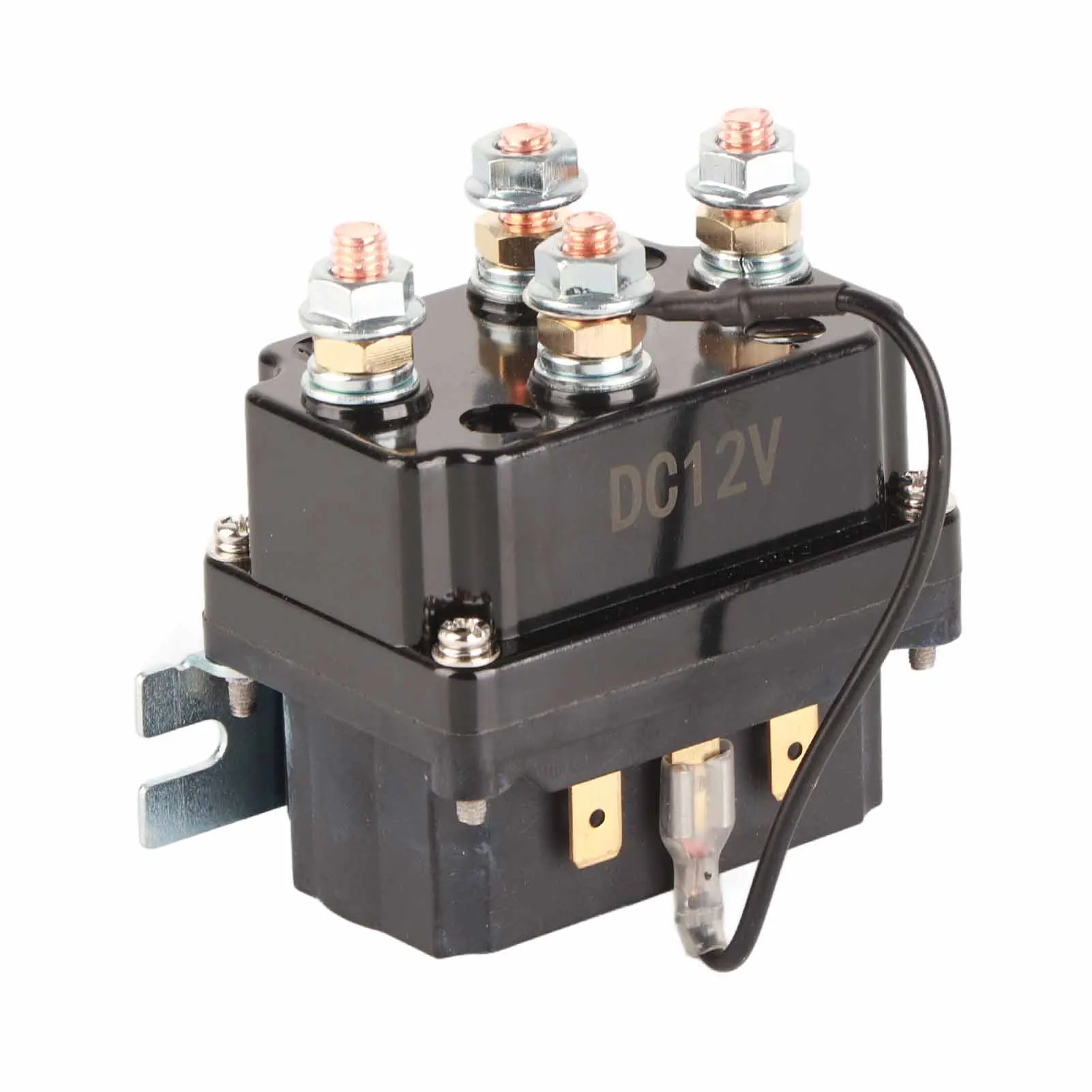 Winch Solenoid Relay Contactor 12V 250A for ATV UTV SUV 3000-5000lbs Winch Alloy Steel Black Powder Coated Wear Resistance