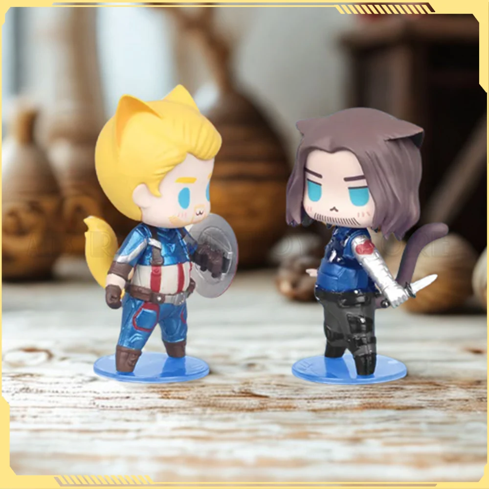

Captain America Winter Soldier Spiderman Q Edition Figure Handmade Desktop Ornament Creative Car Decor Marvel Toys Collectible