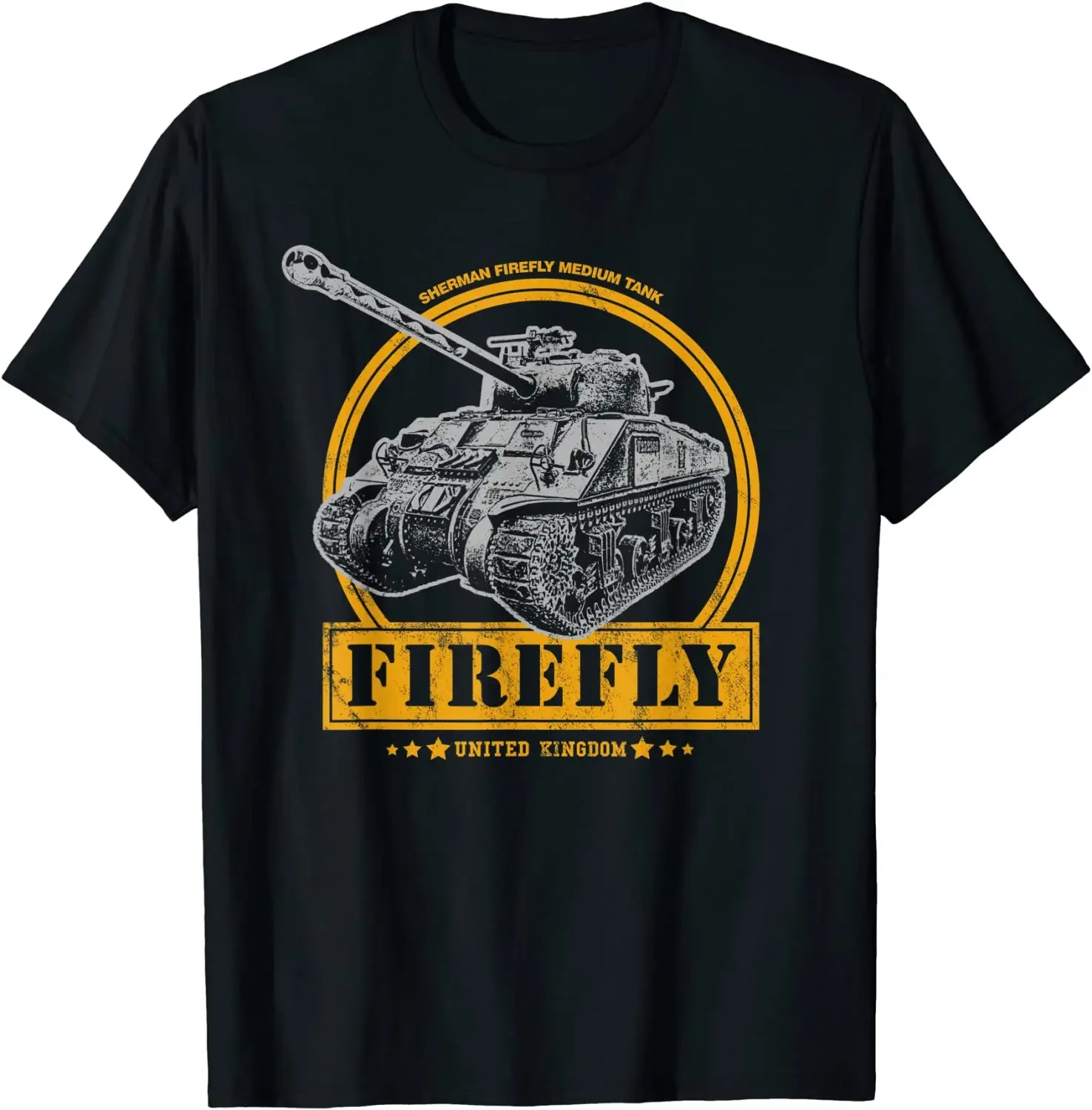 British Army Sherman Firefly Tank T-Shirt 100% Cotton O-Neck Short Sleeve Casual Mens T-shirt Size S-3XL