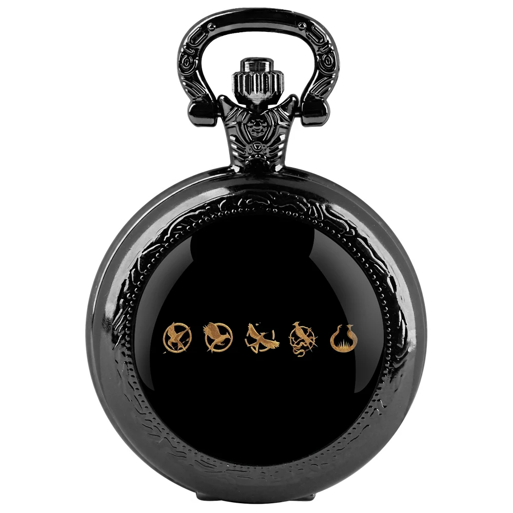 Classic Movie-Themed Glass Dome Quartz Pocket Watch Necklace: Arabic Numeral Dial Unisex Accessory Gift