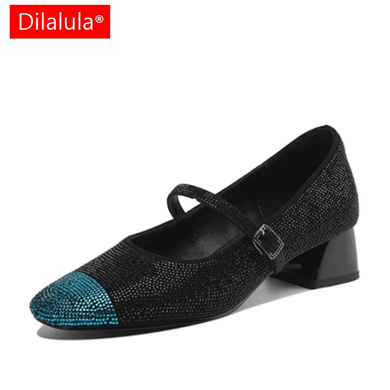 

Dilalula, модные туфли Мэри Джейн со стразами, молодые женские детские замшевые туфли с круглым носком, разноцветные туфли-лодочки, женская обувь для вечеринок и свиданий, 2025