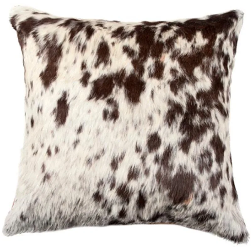 Natural Brown And White WHOLE PIECE Cowhide Pillowcase Real Cow Fur Cushion Cover 50x50CM