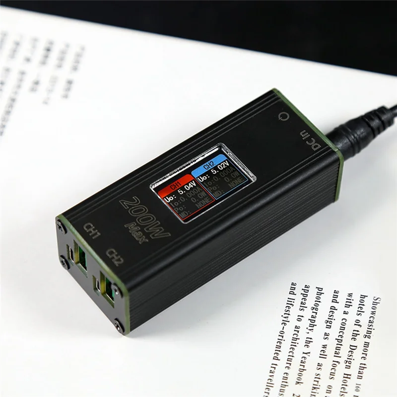 SUNRI-200W Desktop Chager 1.14In Schermo IPS 24V DC 55X25mm A USB Tipo-C PD100W Deviatore Convertitore Telefono Laptop Ricarica Veloce