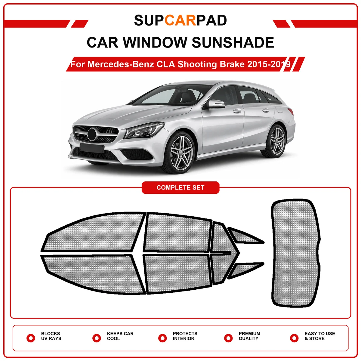 For Mercedes-Benz CLA Shooting Brake 2015-2019 Pre‑Cut Auto Window Sunshade Anti‑UV Car Sun Visor Protector